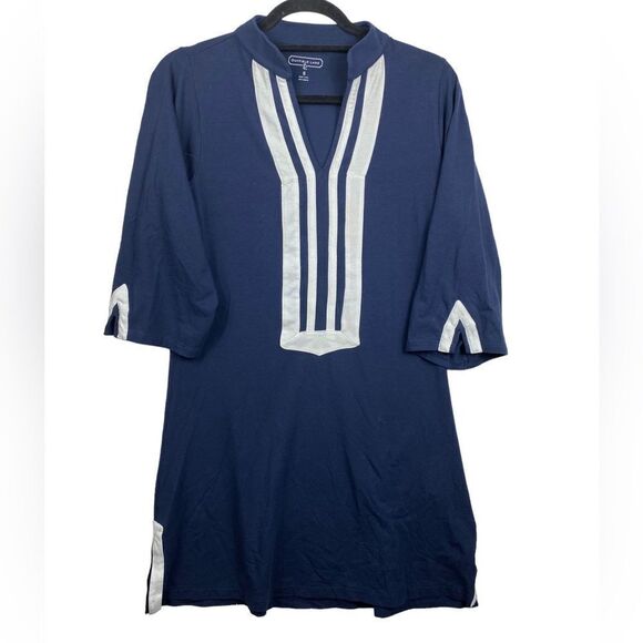 DUFFIELD LANE Spring Lake Wm’s Sz Small Navy White Tunic Boat Dress - Picture 1 of 5